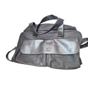 Lagerfeld Brown Pebbled Faux Leather Duffel Bag Weekender Travel